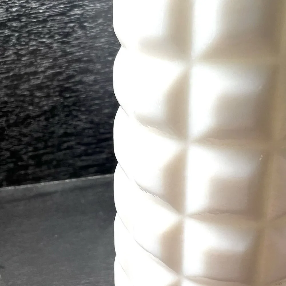 Vintage E.O. Brody Milk Glass Vase-Waffle/Hobnail Design- 8.5”